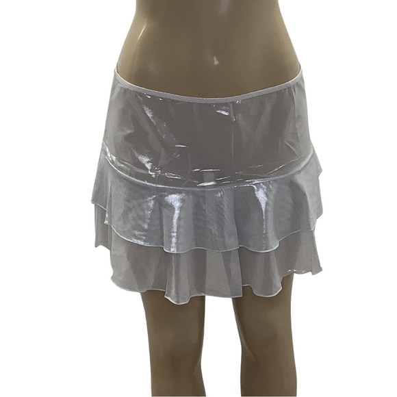 Under the Sun Mesh Ruffle Skirt Mesh Silver Skirt Size Extra Large New With Tags - Picture 1 of 7